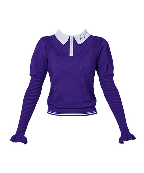 J.Jane Puff Sleeve Collar Knit - Purple