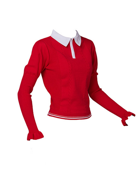 J.Jane Puff Sleeve Collar Knit - Red