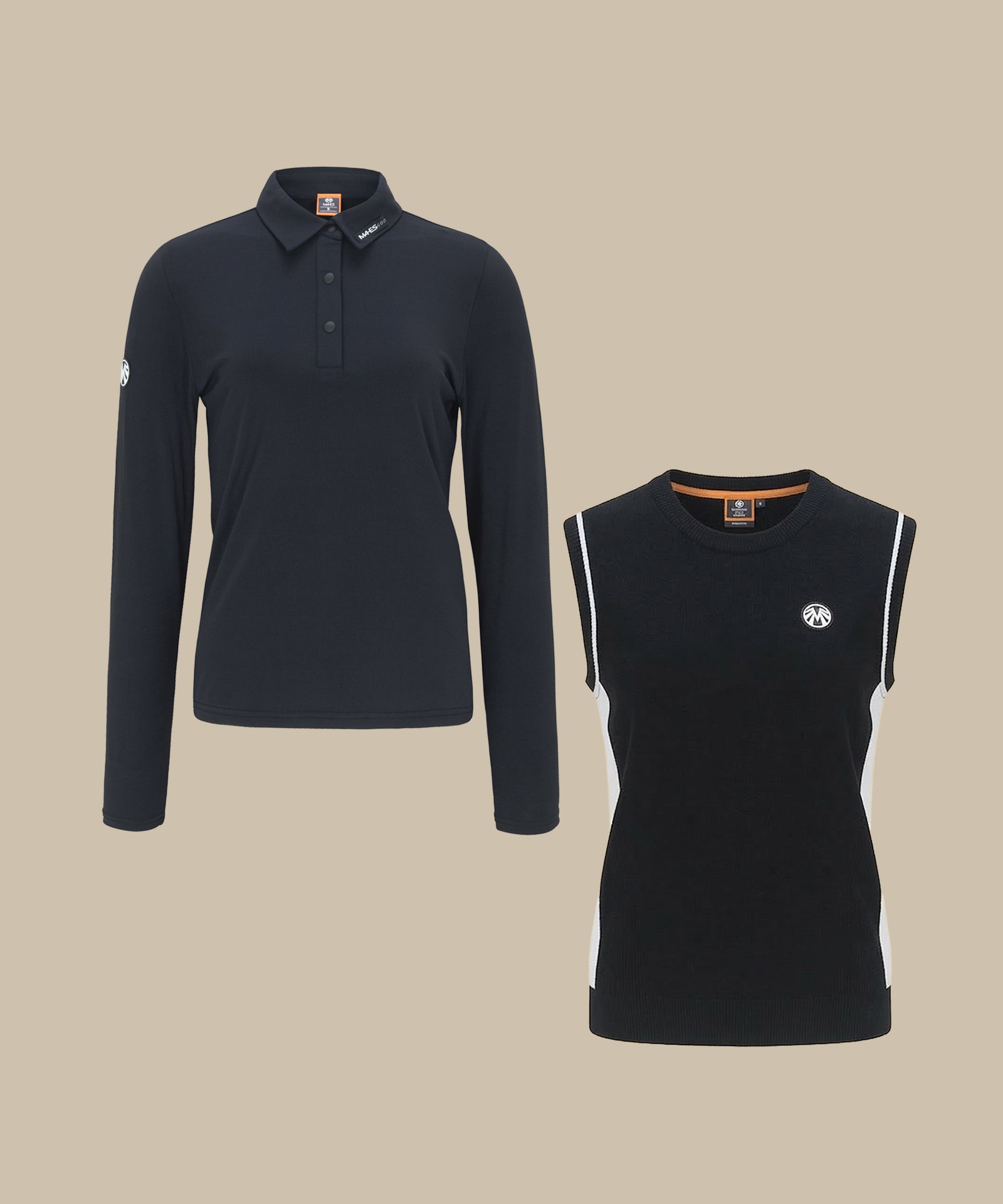 Mahes Saint Signature Black Label Knit Vest & Collar Layered Set (Top+Vest)