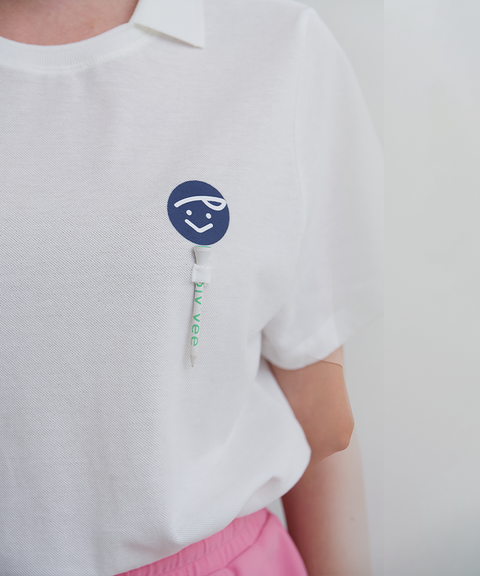 Piv'vee Tee Holder Collar T-shirt Cloud White