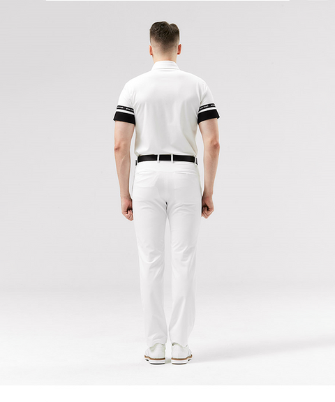 HENRY STUART Men's Sleeve Point Collar T-Shirt - White