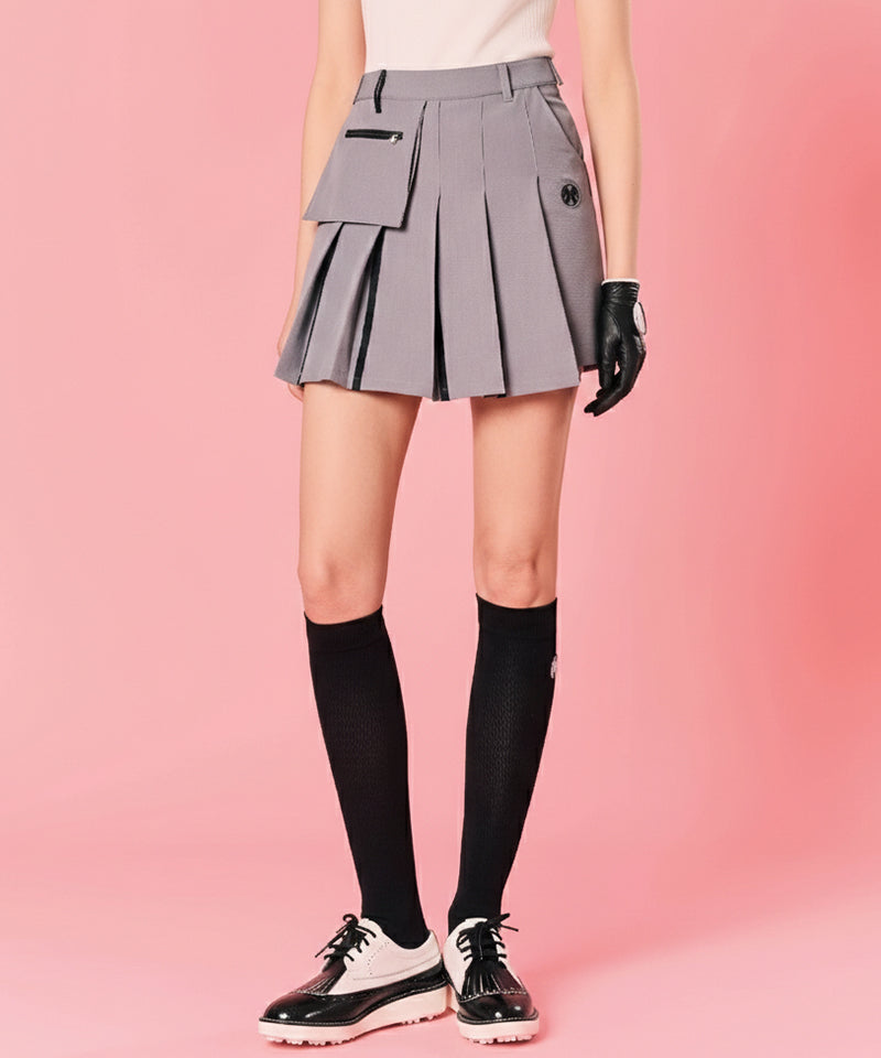 Hybrid Pleated Wrap Shorts - Gray