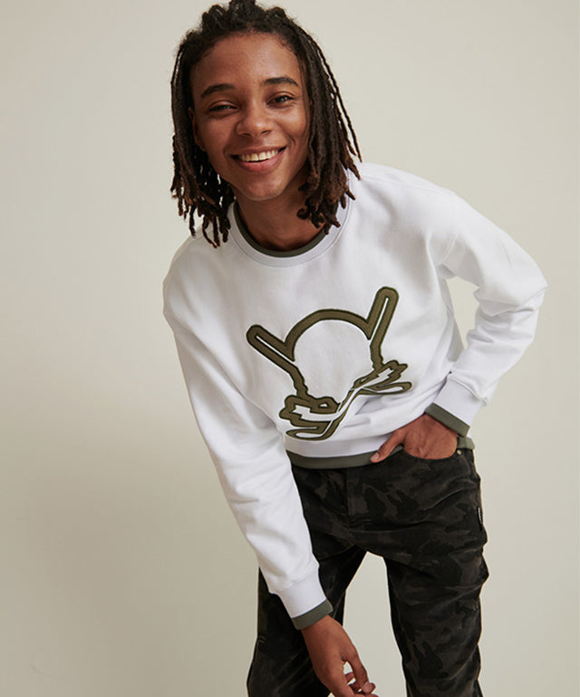 CHUCUCHU Men's Pastel Skull Line Top - White