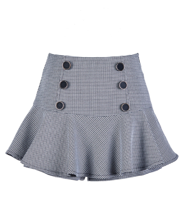 J.Jane Check Button Flower Skirt (Black)