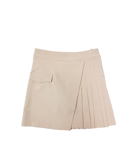 BENECIA 12 Wrap Pleats Skirt - Beige