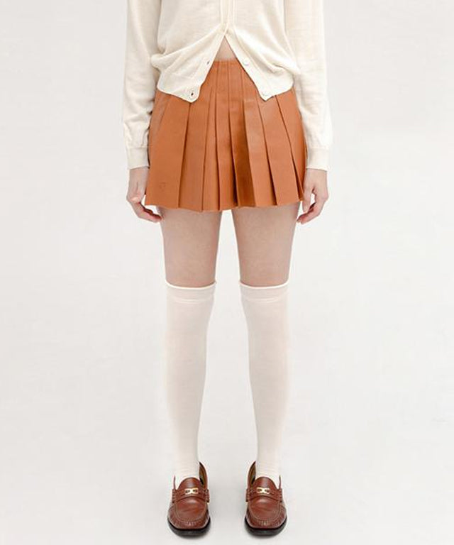 PIV'VEE Coated Pleated Skirt - Squirrel Brown