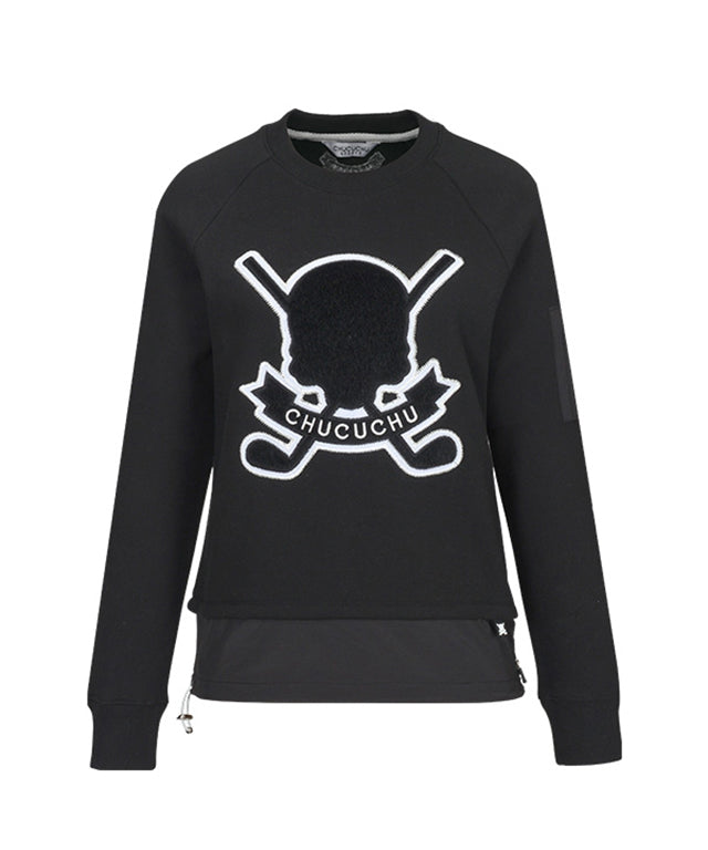 CHUCUCHU Cozy Lined Skull Round Top - Black