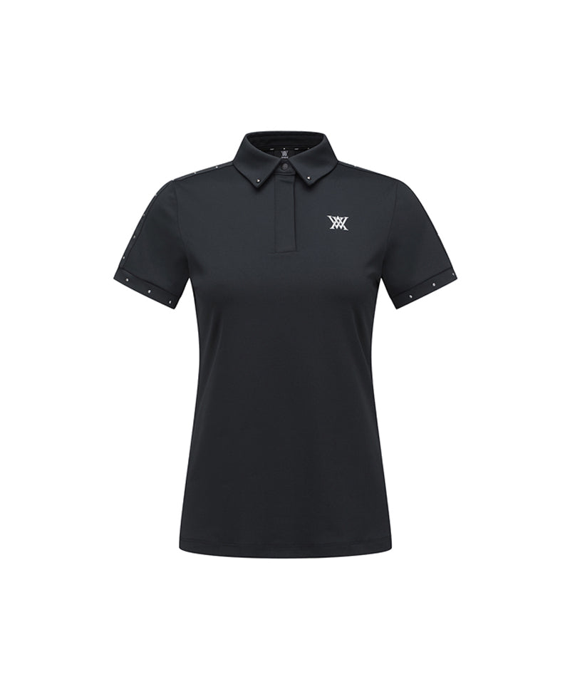 ANEW Women's Back Triangular Point Short T-Shirt - Black