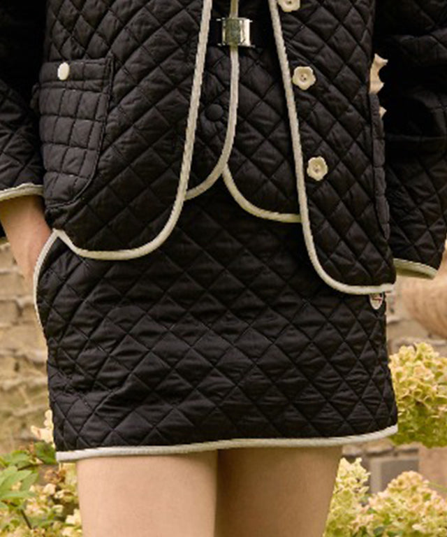 KANDINI Quilting Padded Mini Skirt - Black