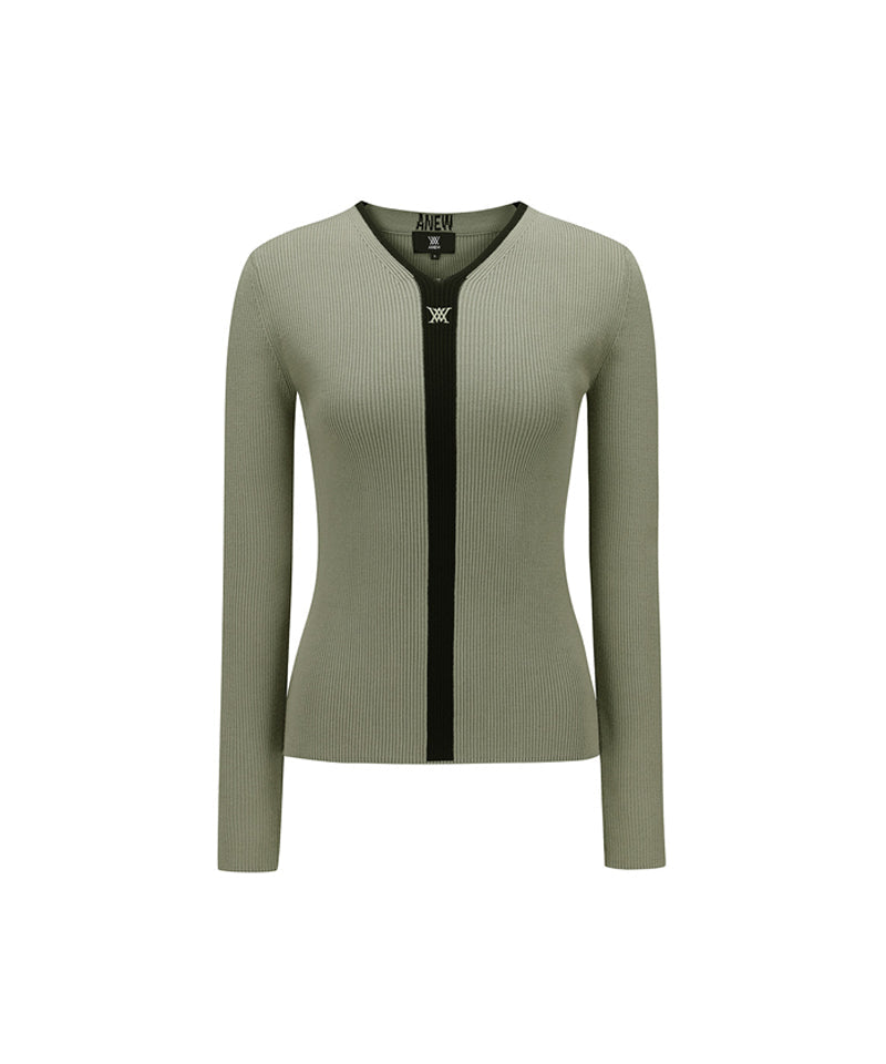 Women's V Neck Pullover - Khaki