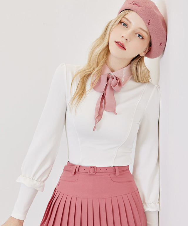 J.Jane Scarf Set Ballon Sleeve T-shirt (Pink)