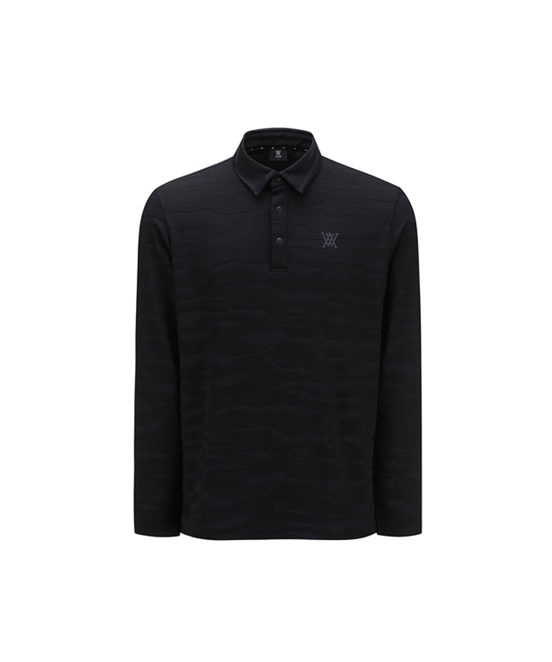 ANEW Men's Camo Pattern Long T-Shirt - Black