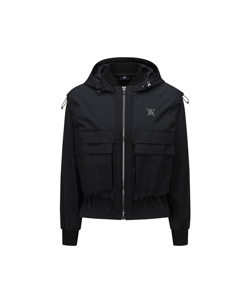 Women's Detachable MA-1 Jacket - Black