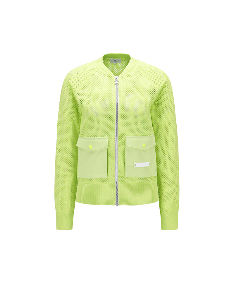 ANEW Golf Women's Mesh Zip-Up Cardigan - Lime