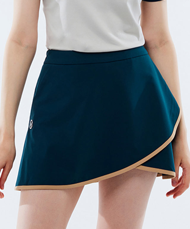 MEASPHERA WOMEN FLARE WRAP SKIRT DARK GREEN