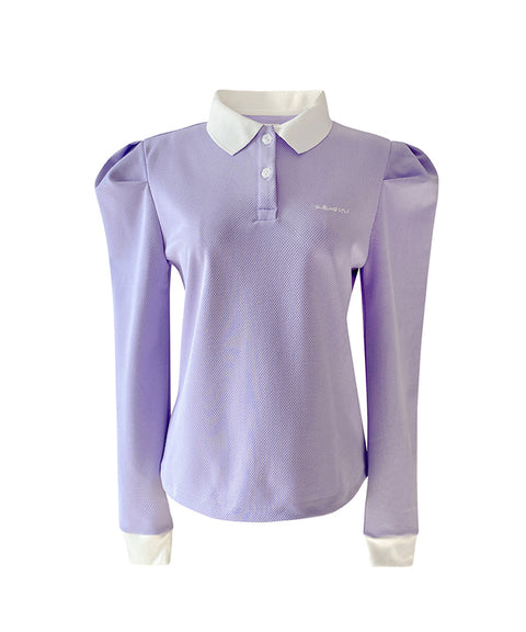 KANDINI Puff Sleeve Polo Shirts - Purple