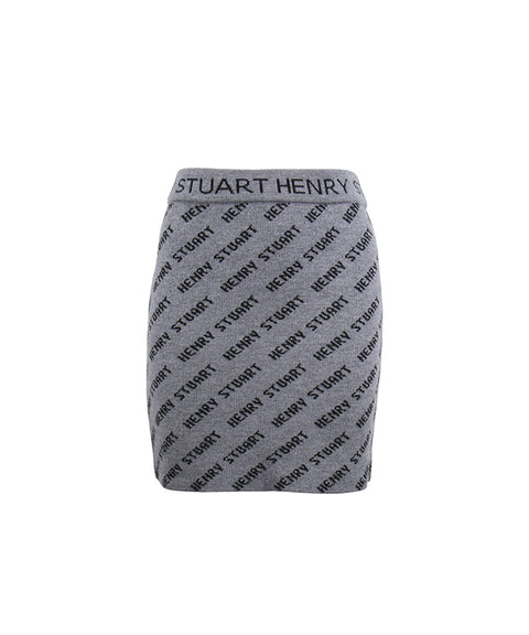 HENRY STUART Women's Diagonal Logo Knit Skirt - Gray
