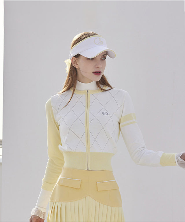 J.Jane Diamond punching Summer Knit Zip-up - Yellow