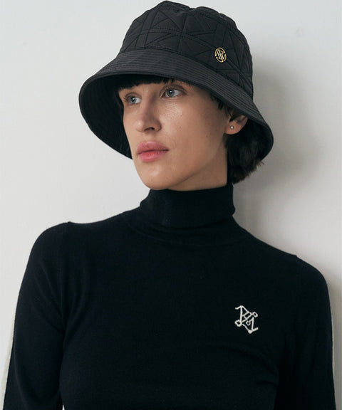 KUME STUDIO Logo Quilted Bucket Hat - Black