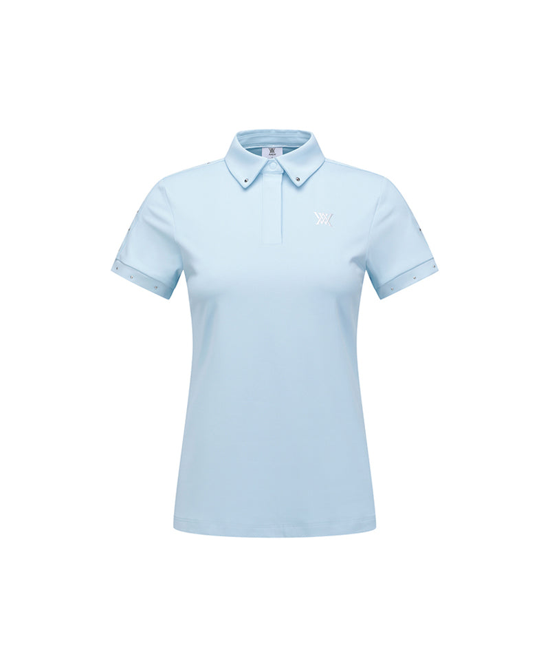 ANEW Women's Back Triangular Point Short T-Shirt - Sky Blue