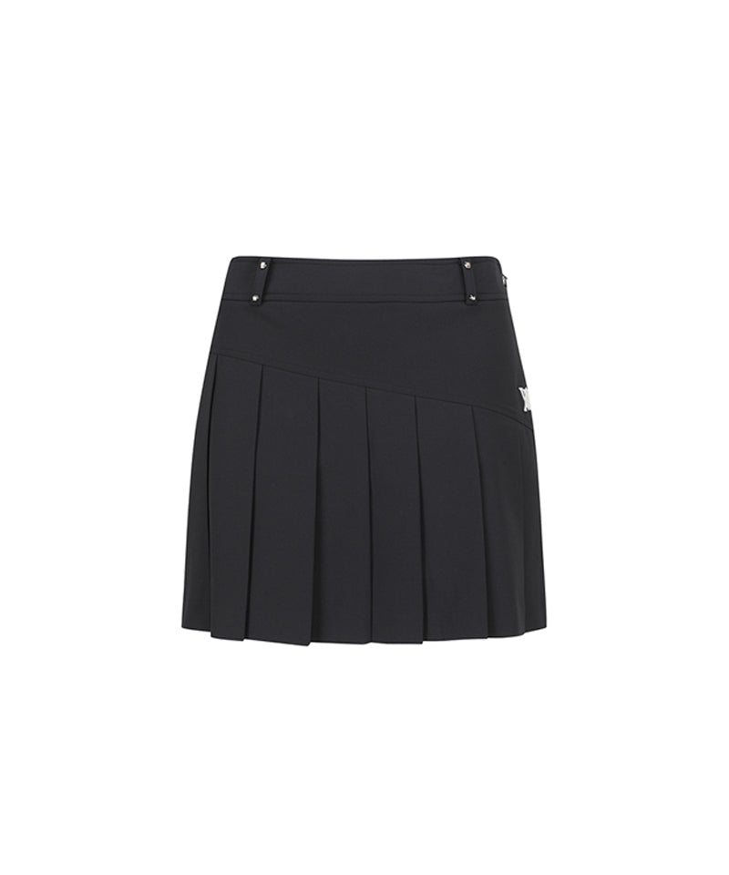 ANEW Women's Logo Band Point Pleats Skirt - Black