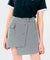 BENECIA 12 Button Unbalance Check Skirt - Black