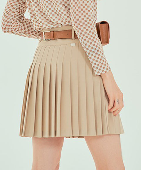 BENECIA 12 Cera Pleated Skirt - Beige