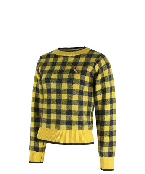 HENRY STUART Women's Check Jacquard Knit Sweater - Yellow