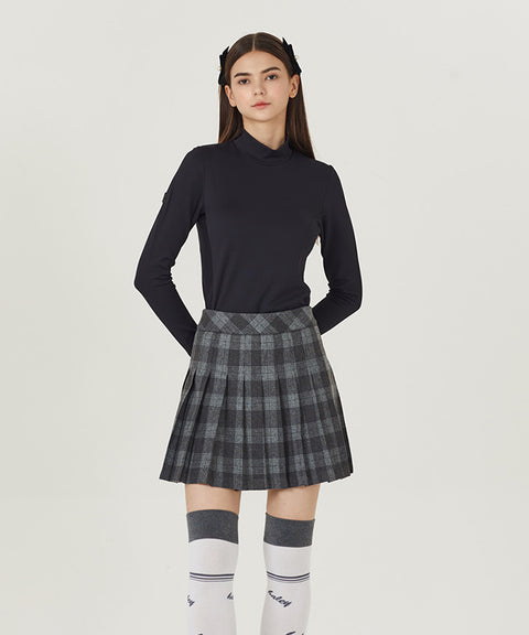 Haley Golf Wear Women Check Pattern Pleated Skirt Gray