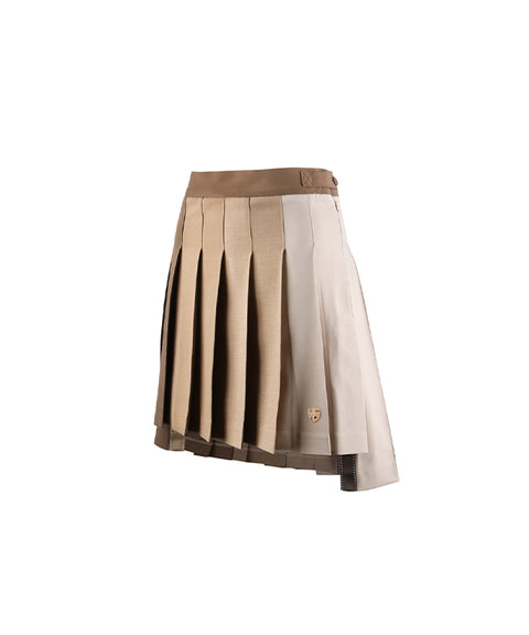 HENRY STUART Women's Tone and Tone Color Matching Skirt Beige