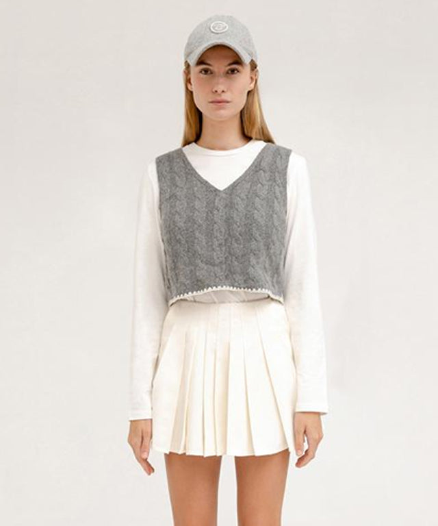 PIV'VEE Cable Knit Vest - Heather Gray