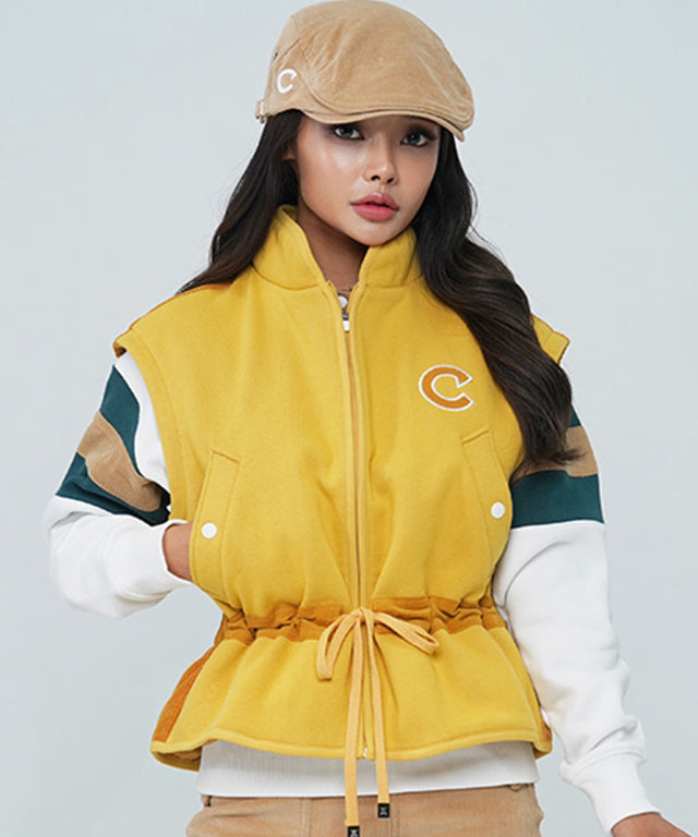 CHUCUCHU Corduroy Point Short Vest - Mustard