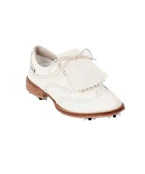 Giclee Unisex Classy Patent Premium Leather Golf Shoes - Ivory