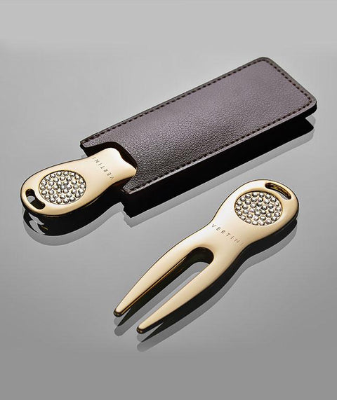 Curved Divot Repair Tool And Leather Case