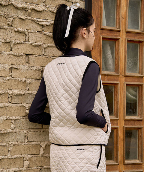 KANDINI Quilting Padded Vest - Ivory