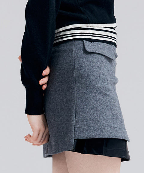 HENRY STUART Women's Wave Pleated Skirt - Gray