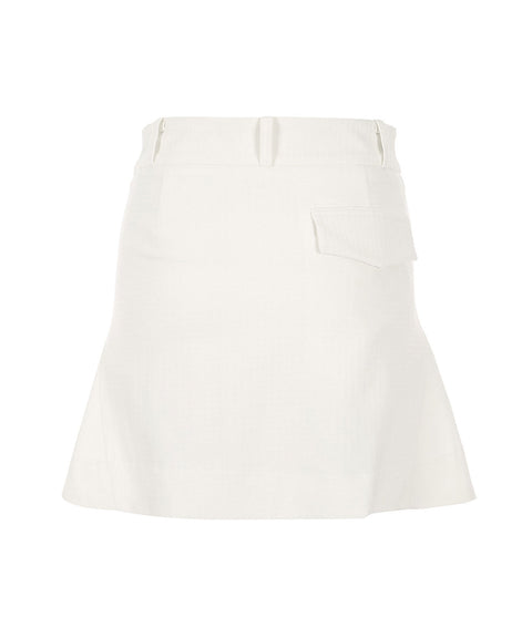 MYCL Houndstooth Flare Skirt - White