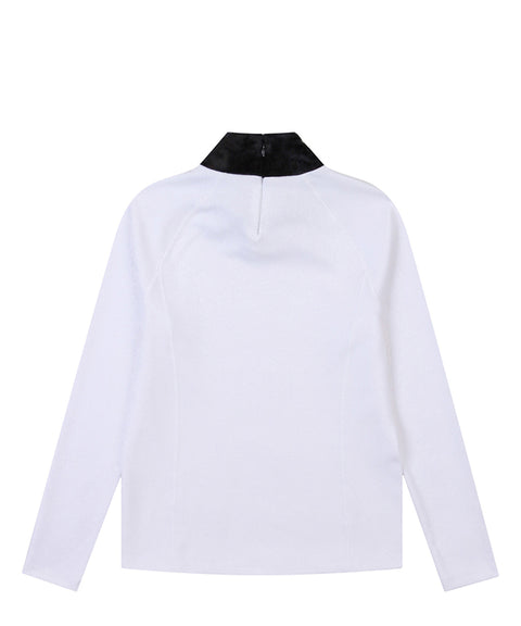 Haley Golf Wear Women's Eco Fur Half Neck Long Sleeve T-shirt White