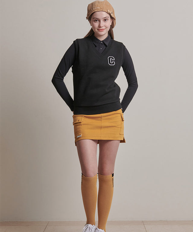 CHUCUCHU Split H-Line Skirt - Mustard