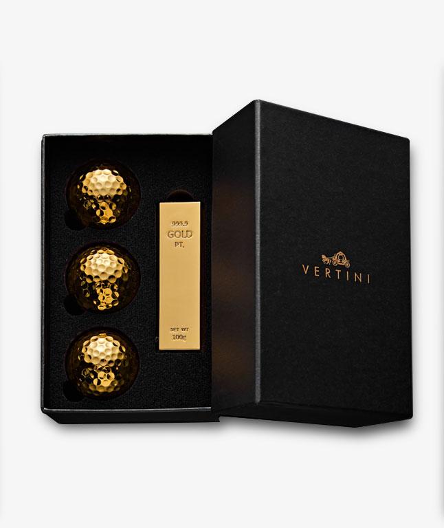 3 Golden Balls + Gold Bar