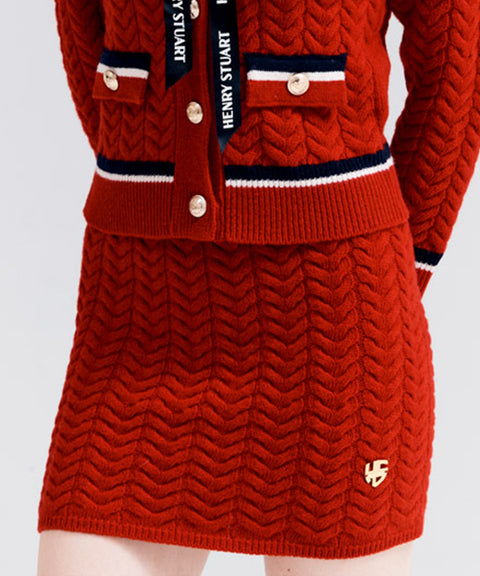 HENRY STUART Women's Herringbone Formal Skirt Red