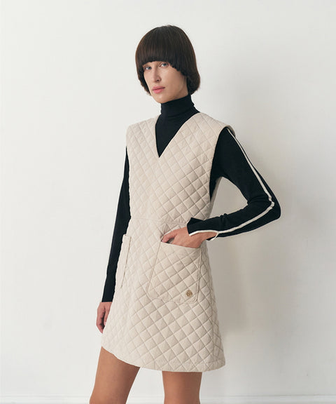 KUME  STUDIO Quilted Mini Dress - Ivory