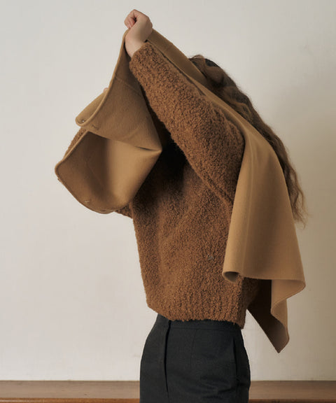 KUME STUDIO Alpaca Wool Blend Bouncle Sweater - Camel