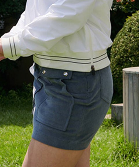 CHUCUCHU Corduroy Pocket H-Line Skirt - Sky Blue