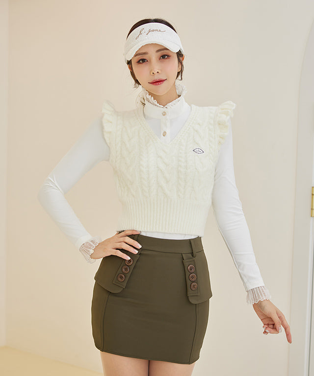 J.Jane Frill Knit Vest (Ivory)