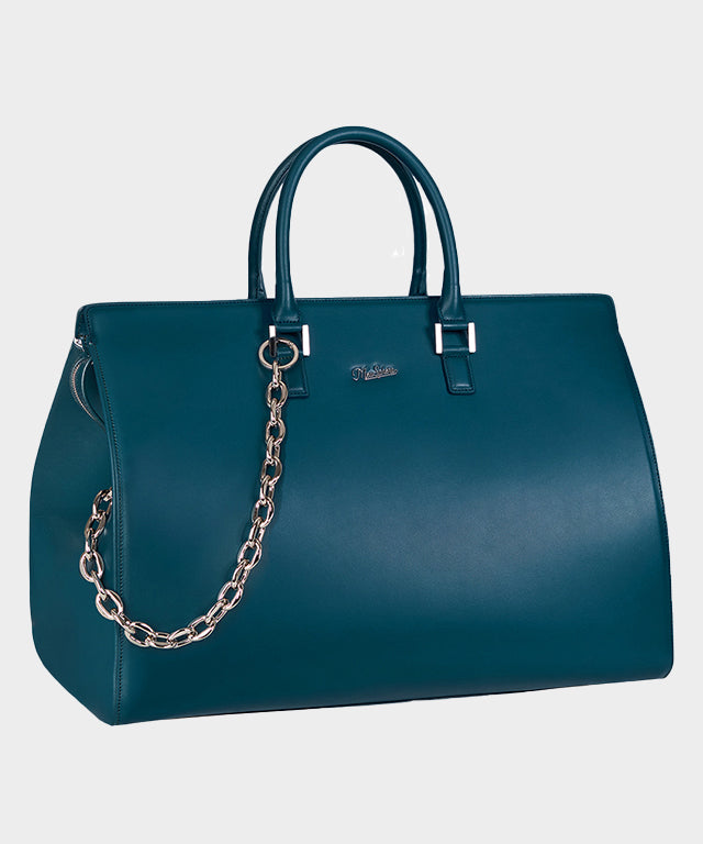 MEASPHERA OCTAGON REAL LEATHER BOSTON BAG - DARK GREEN