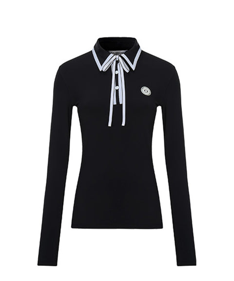 CHUCUCHU Tape Point Collared Shirt - Black