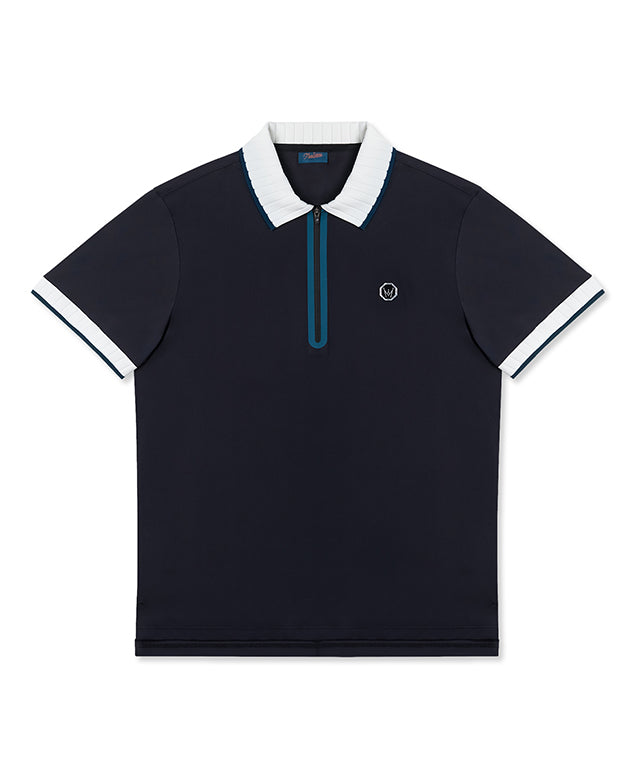 MEASPHERA MEN REGULAR-FIT ZIPPED POLO