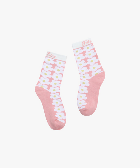Flower Ankle Socks (Pink Coral)