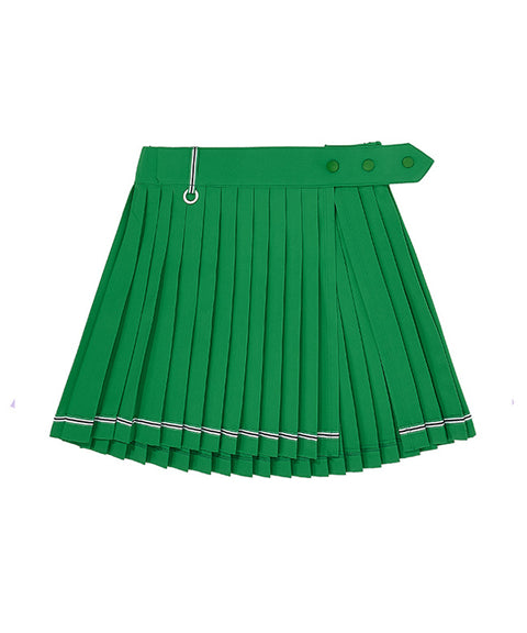 CHUCUCHU  Pleated Wrap Skirt Short Pants - Green